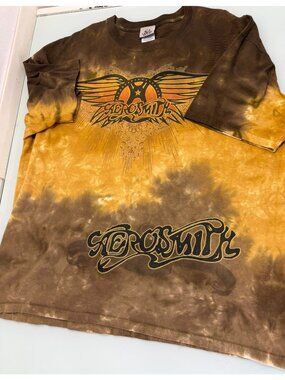Vintage Liquid Blue Aerosmith T Shirt Mens XL Tye Dye Y2K Tee Rock Band